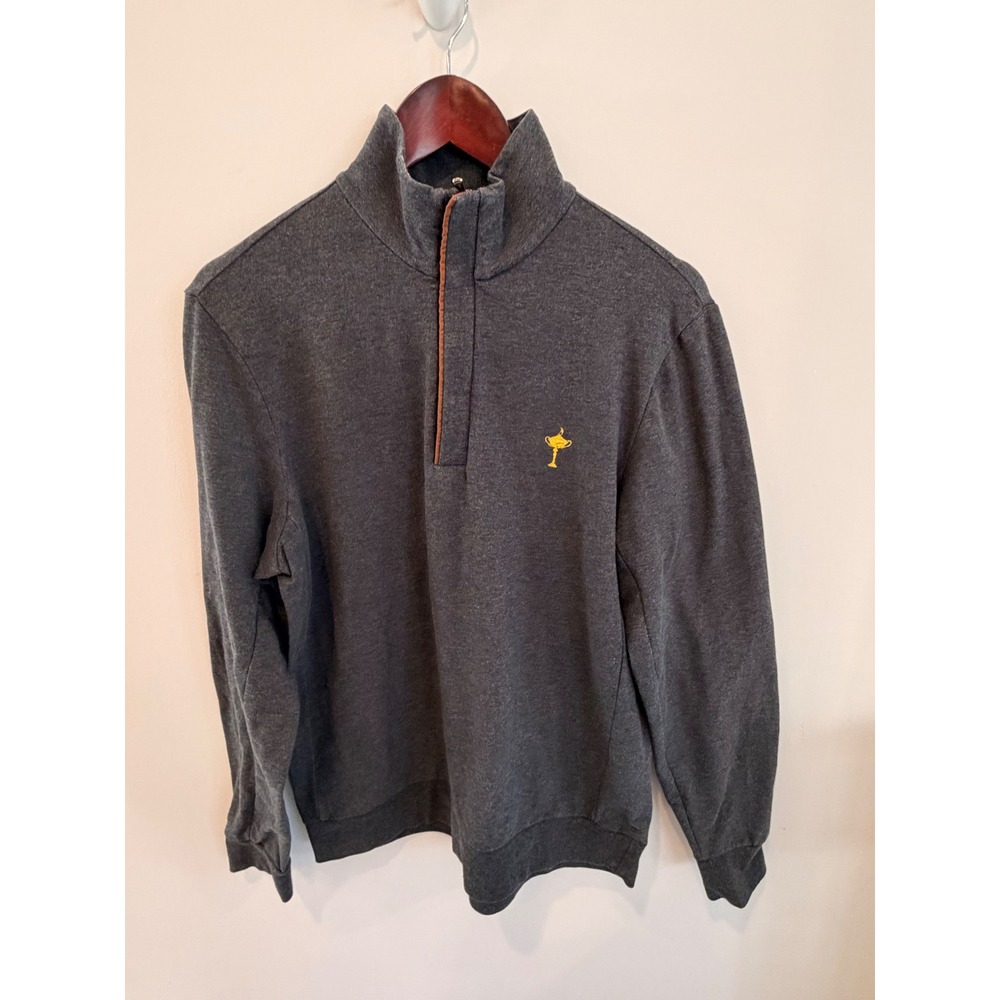 Polo Golf Ralph Lauren Quarter Zip Pullover Gray Mens M Cotton‎ Sweater